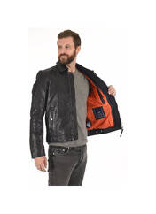 Veste en cuir bleu PATROUILLE DE FRANCE pour homme seconde vue