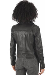 Veste en cuir noir SERGE PARIENTE pour femme seconde vue