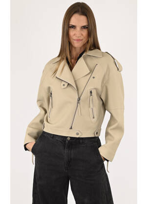 Veste en cuir beige LA CANADIENNE pour femme