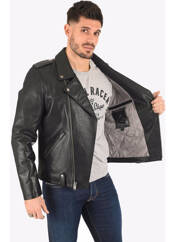 Veste en cuir noir THE ROYAL RACER pour homme seconde vue