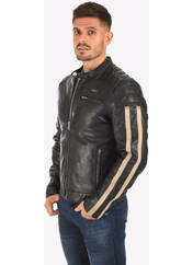 Veste en cuir noir THE ROYAL RACER pour homme seconde vue
