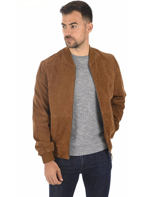 Veste en cuir marron SERGE PARIENTE pour homme