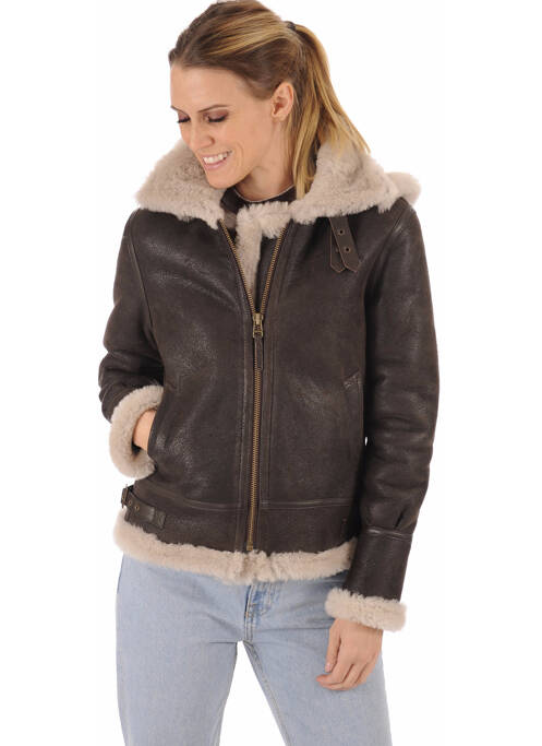 Veste en cuir marron LA CANADIENNE pour femme
