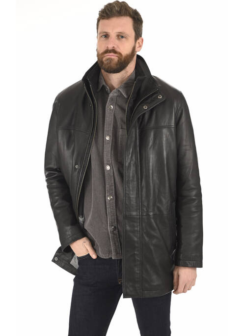 Veste en cuir noir LA CANADIENNE pour homme