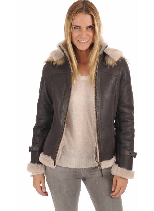 Veste en cuir marron LA CANADIENNE pour femme
