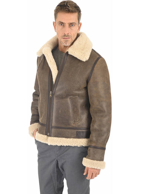 Veste en cuir marron LA CANADIENNE pour homme