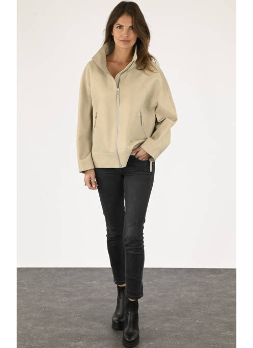 Veste en cuir beige LA CANADIENNE pour femme