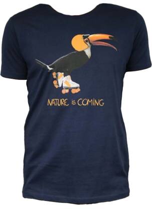 T-shirt bleu marine NATURE IS COMING pour homme
