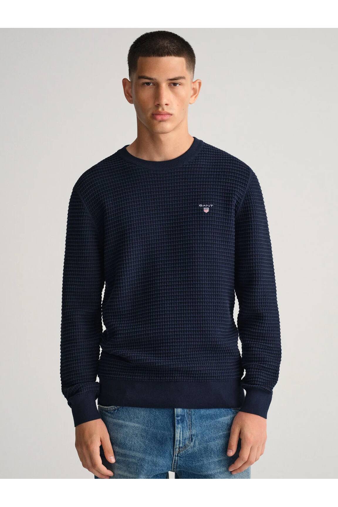 Pull gant bleu discount marine