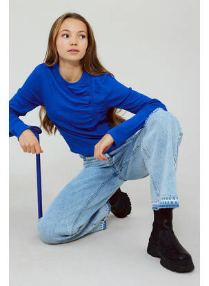 Jeans coupe large bleu LMTD femme
