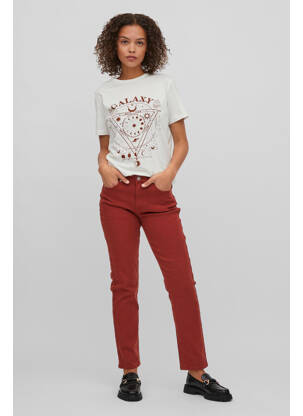 Jeans coupe droite rouge VILA femme