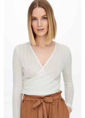 Gilet cache-cœur blanc JACQUELINE DE YONG pour femme seconde vue