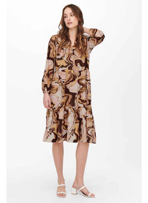 Robe mi-longue marron ONLY femme