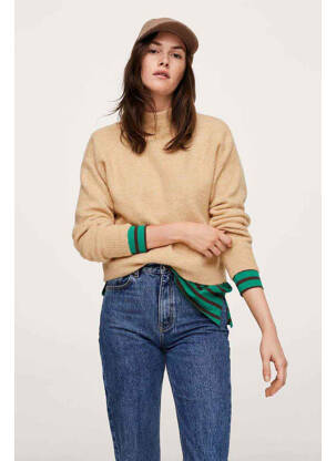 Pull col roulé beige MANGO femme