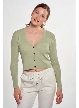 Gilet manches longues vert MORGAN femme