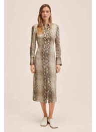 Robe longue beige MANGO femme