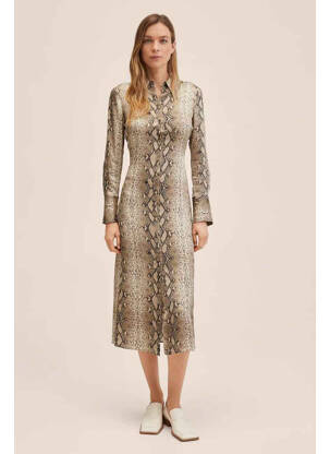 Robe longue beige MANGO pour femme