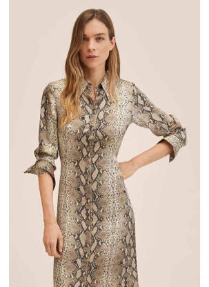 Robe longue beige MANGO femme