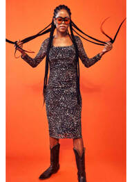 Robe mi-longue marron NOISY MAY femme