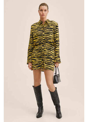 Robe courte jaune MANGO femme