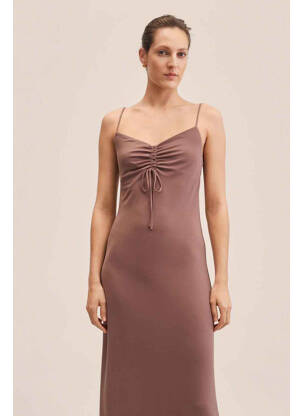 Robe longue marron MANGO femme