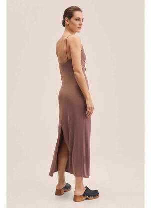 Robe longue marron MANGO femme