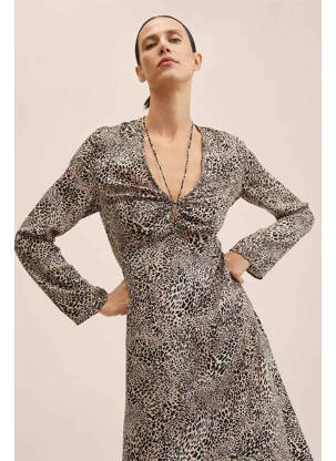 Robe longue beige MANGO femme