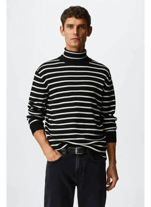 Pull col roulé noir MANGO homme