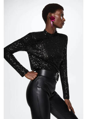 Top noir MANGO pour femme