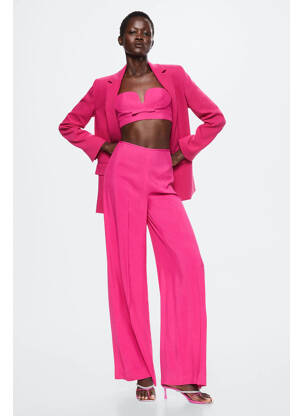 Pantalon droit rose MANGO pour femme