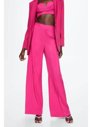 Pantalon droit rose MANGO femme