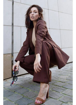 Pantalon droit marron MANGO femme