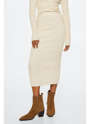 Jupe mi-longue beige MANGO femme