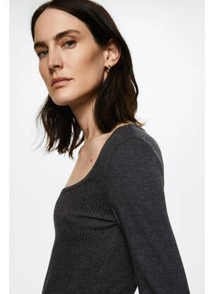 T-shirt gris MANGO pour femme