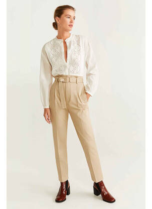 Pantalon slim beige MANGO femme