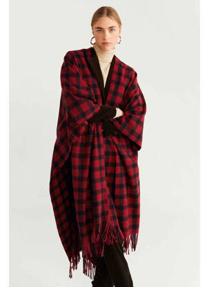 Poncho rouge MANGO pour femme