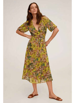 Robe longue jaune MANGO pour femme
