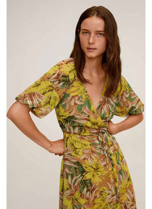 Robe longue jaune MANGO femme