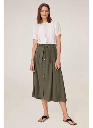 Jupe mi-longue vert MANGO pour femme