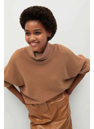 Pull col roulé marron MANGO pour femme
