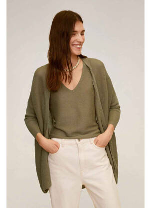 Gilet manches longues vert MANGO pour femme