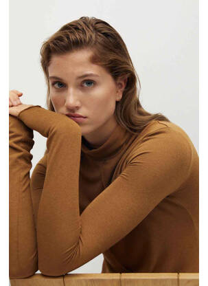 Robe longue marron MANGO femme
