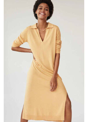 Robe longue marron MANGO femme