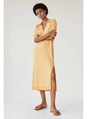 Robe longue marron MANGO femme