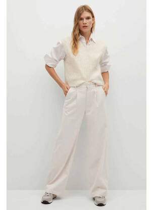 Pantalon flare beige MANGO femme