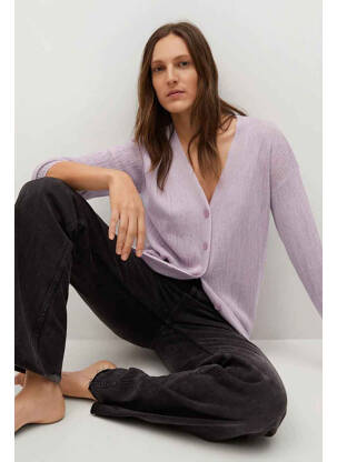 Gilet manches longues violet MANGO femme