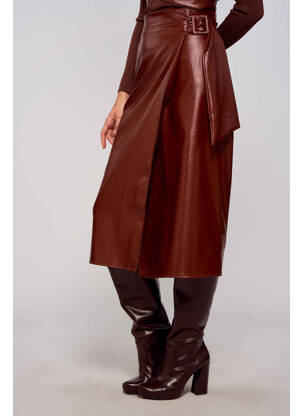 Jupe mi-longue marron ASTRID BLACK LABEL femme