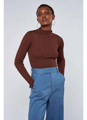 Pull col roulé marron ASTRID BLACK LABEL pour femme