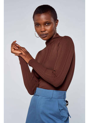 Pull col roulé marron ASTRID BLACK LABEL femme