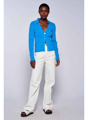 Gilet manches longues bleu ASTRID BLACK LABEL pour femme
